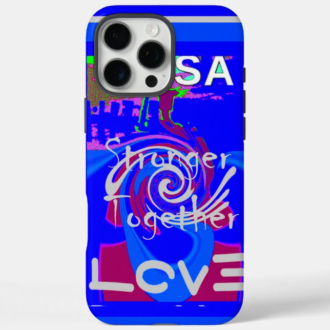 Funda iPhone 16 Pro Max Inspiración EE.UU. Somos más fuertes juntos con am (Reverso)