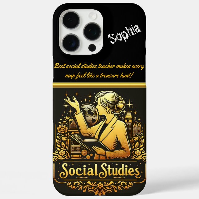 Funda iPhone 16 Pro Max Inspirando a un profesor presentando estudios soci (Reverso )