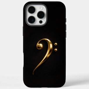 Funda iPhone 16 Pro Max iPhone 16 Pro Max Negro 4 Luxe, Clave de Sol Dorad