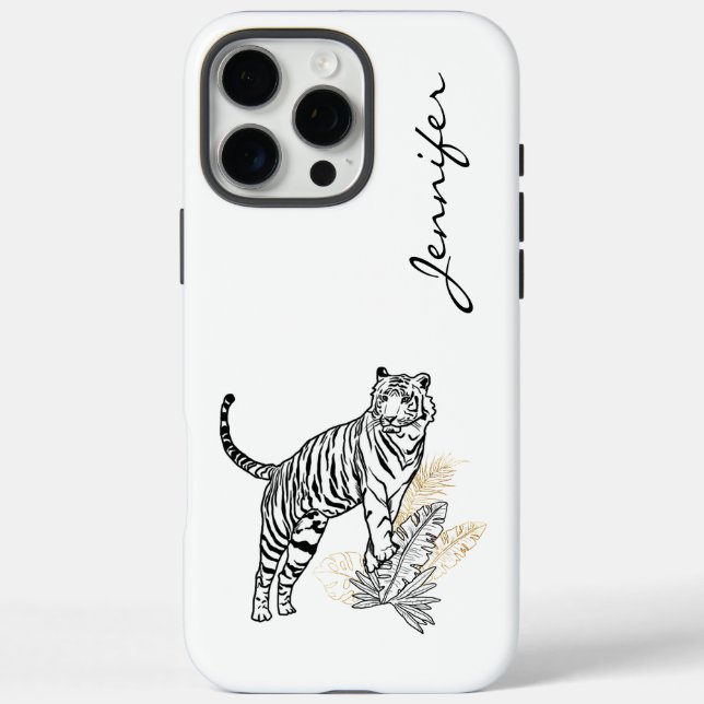 Funda iPhone 16 Pro Max iPhone de tigre moderno de moda (Reverso)