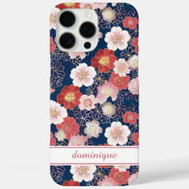 Funda iPhone 16 Pro Max Japanese Pink Floral Pattern Monogrammed