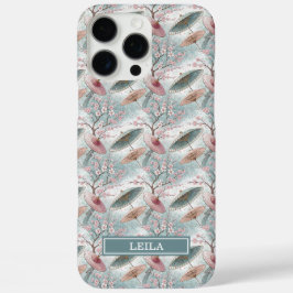 Funda iPhone 16 Pro Max Japanese Sakura Umbrella Pattern Monogrammed
