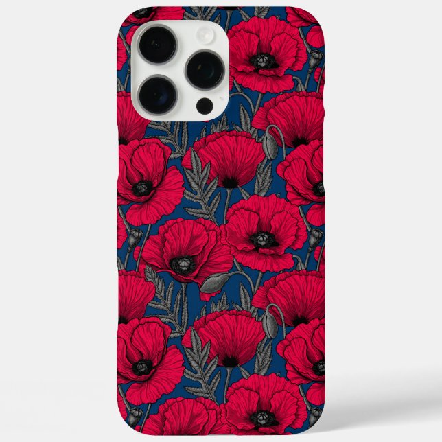 Funda iPhone 16 Pro Max Jardín de adormidera nocturno (Reverso )