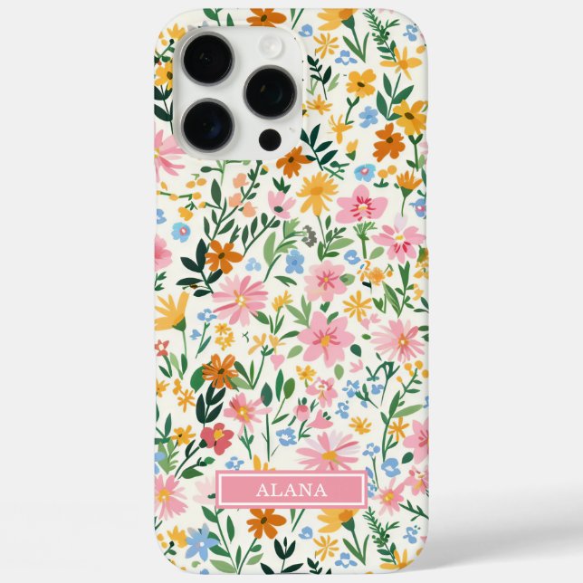 Funda iPhone 16 Pro Max Jardín De Flores Monogramado (Reverso )