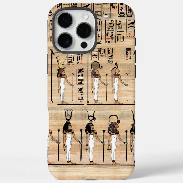 Funda iPhone 16 Pro Max Jeroglifos Egipcios Antiguos Sobre Papiro (Reverso)