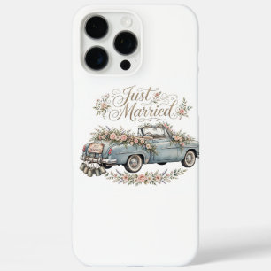 Funda iPhone 16 Pro Max Just Married Vintage Car iPhone Case