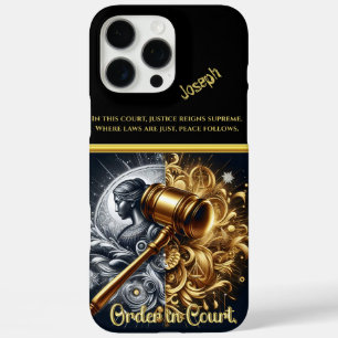 Funda iPhone 16 Pro Max Justicia: Gavel dorado en base pulida
