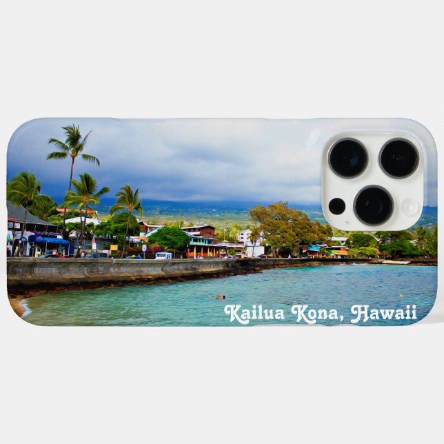 Funda iPhone 16 Pro Max Kailua Kona Pier Hawaii pintura al óleo arte digit (Reverso  (Horizontal) )