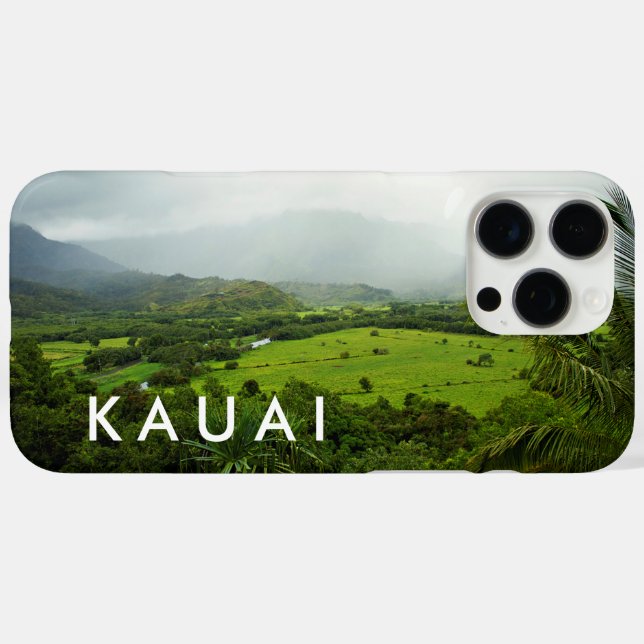 Funda iPhone 16 Pro Max Kauai, Hawaii Hills Landscape Scene con texto (Reverso  (Horizontal) )