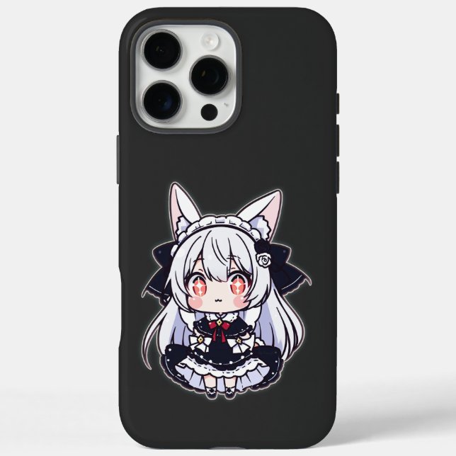 Funda iPhone 16 Pro Max Kawaii Chibi Neko Gótico Lolita  (Reverso)