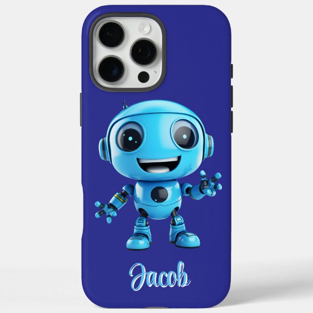 Funda iPhone 16 Pro Max Kids Personalize Blue Robot  (Reverso)