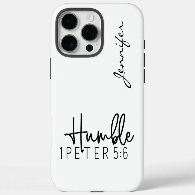 Funda iPhone 16 Pro Max La Biblia Minimalista moderna Verse 1 Peter 5:6 iP (Reverso)