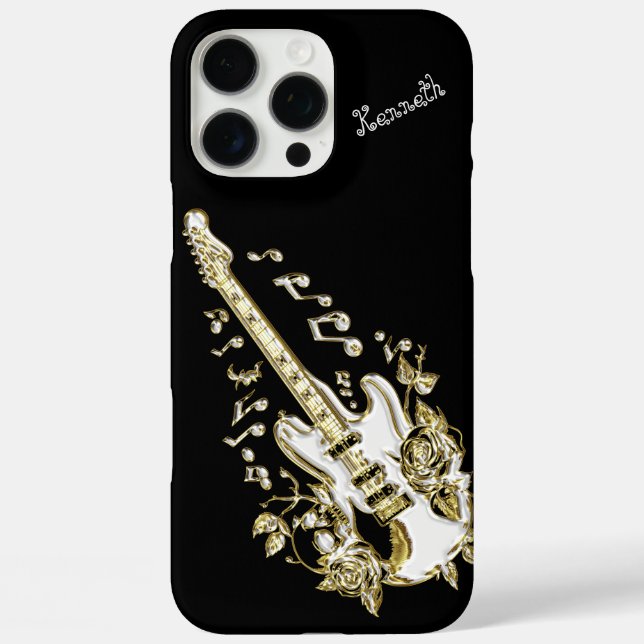 Funda iPhone 16 Pro Max La guitarra eléctrica estalla con energía (Reverso )
