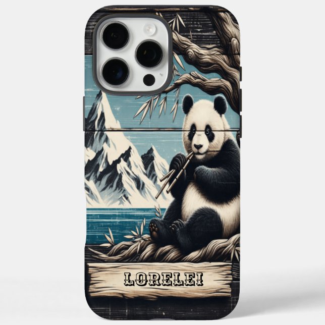 Funda iPhone 16 Pro Max La percha de montaña de Panda: Reposición de Bambú (Reverso)