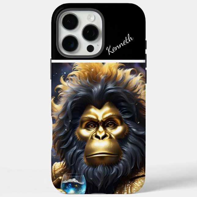 Funda iPhone 16 Pro Max La tostada cósmica del simio dorado (Reverso)
