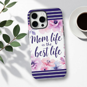 Funda iPhone 16 Pro Max La Vida De Mamá Es La Mejor Vida   Floral acuática