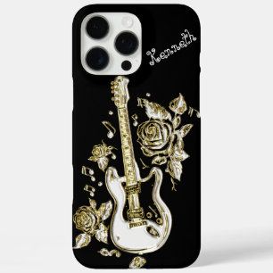 Funda iPhone 16 Pro Max Las cuerdas de guitarra brillan con oro