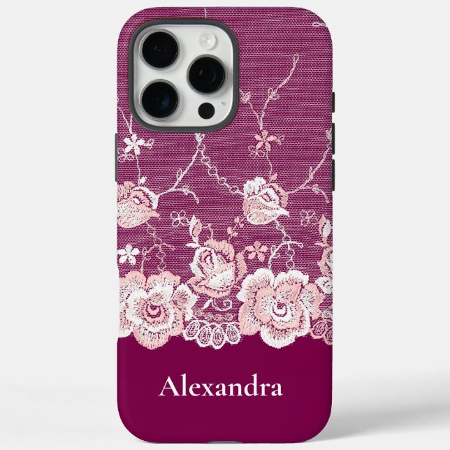 Funda iPhone 16 Pro Max Lazo floral rosa (Reverso)