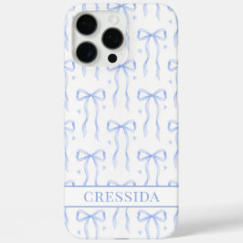 Funda iPhone 16 Pro Max Lazos de Coqueta Azules Monogramados
