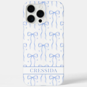 Funda iPhone 16 Pro Max Lazos de Coqueta Azules Monogramados