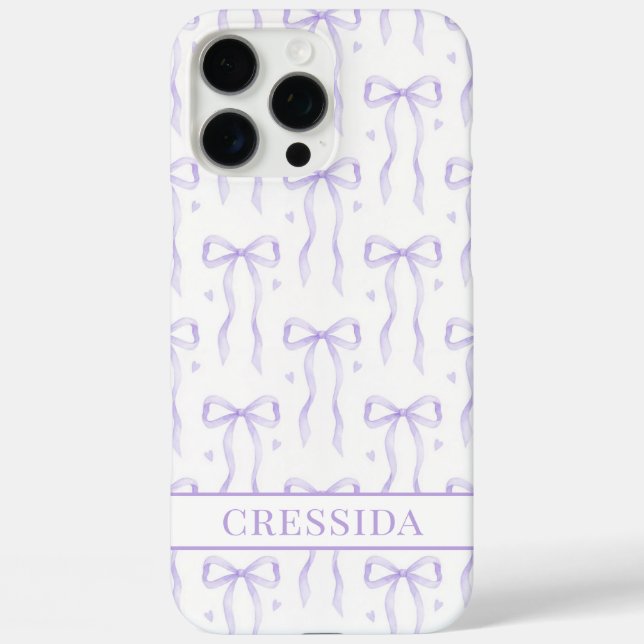 Funda iPhone 16 Pro Max Lazos de Coqueta Morada Monogramados (Reverso )
