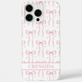 Funda iPhone 16 Pro Max Lazos de Coqueta Rosa Monogramados