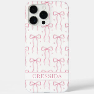 Funda iPhone 16 Pro Max Lazos de Coqueta Rosa Monogramados