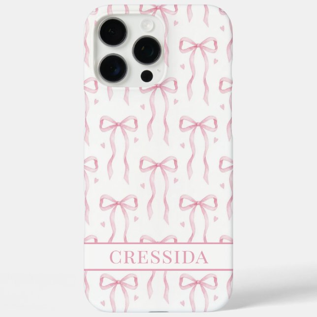 Funda iPhone 16 Pro Max Lazos de Coqueta Rosa Monogramados (Reverso )