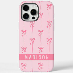 Funda iPhone 16 Pro Max Lazos de Coqueta Rosa Nombre Patrón Femenino