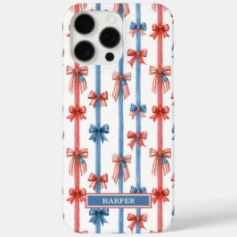 Funda iPhone 16 Pro Max Lazos Patrióticos y Rayas Monogramadas