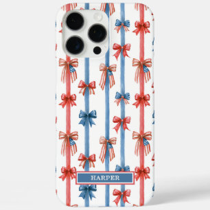 Funda iPhone 16 Pro Max Lazos Patrióticos y Rayas Monogramadas