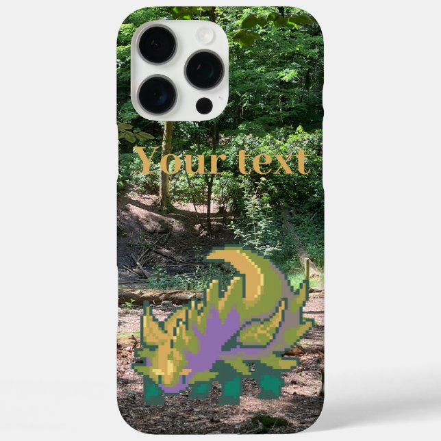 Funda iPhone 16 Pro Max Leaf dragon in Forrest pixel art (Reverso )