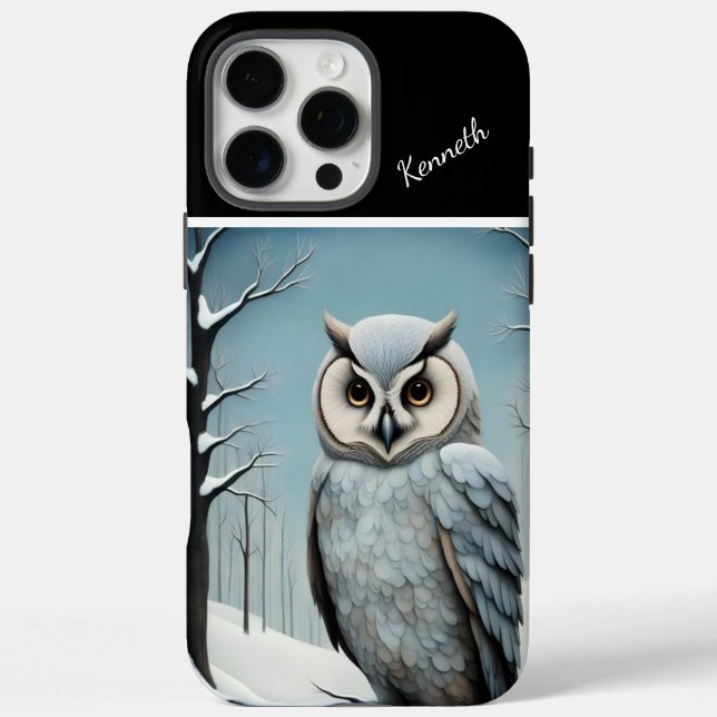Funda iPhone 16 Pro Max Lechuza Snowy En Winter Woods (Reverso)
