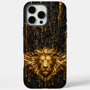 Funda iPhone 16 Pro Max León de Oro Líquido Corteza Dorada