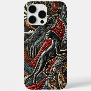 Funda iPhone 16 Pro Max Leopardo en paisaje montañoso colorido