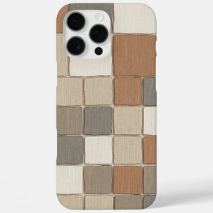 Funda iPhone 16 Pro Max Lienzo Terroso a Cuadros Moderno Boho