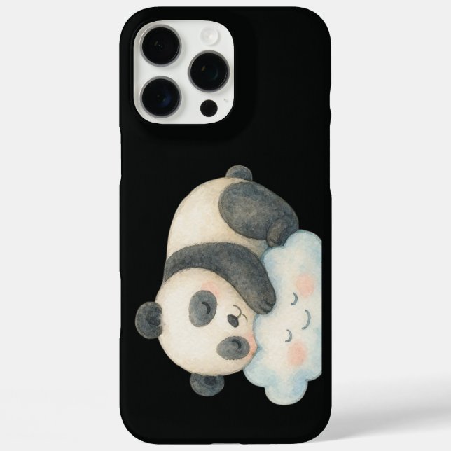 Funda iPhone 16 Pro Max Lindo Panda Dormido en Nube Acuarela (Reverso )