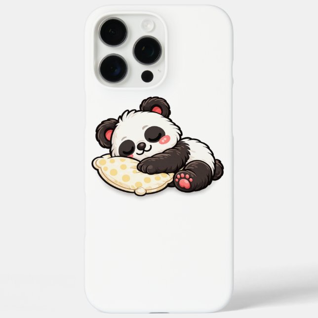 Funda iPhone 16 Pro Max Lindo Panda Durmiendo con Almohada (Reverso )