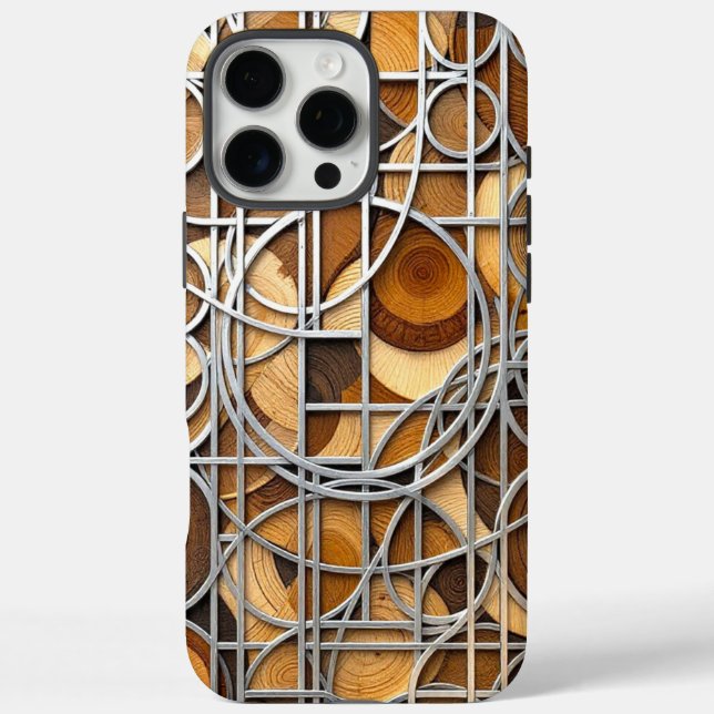 Funda iPhone 16 Pro Max Line Art Woodgrain (Reverso)