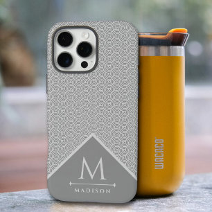 Funda iPhone 16 Pro Max Líneas curvadas geométricas onduladas de color neg
