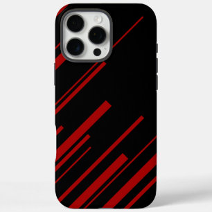 Funda iPhone 16 Pro Max Líneas diagonales en rojo y negro