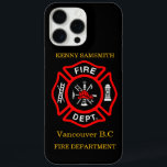 Funda iPhone 16 Pro Max Logo del Departamento de Incendios Negro y Rojo11<br><div class="desc">Logo del Departamento de Bomberos Insignia Negra y Roja con hachas y escalera de incendios. Ideal para bomberos y primeros encuestados. Personaliza con tu nombre y departamento de la ciudad natal y más.monograma</div>