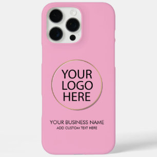 Funda iPhone 16 Pro Max Logotipo profesional y rosa de la empresa de texto