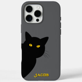 Funda iPhone 16 Pro Max Los ojos amarillos gatos negros saludan a tu perso