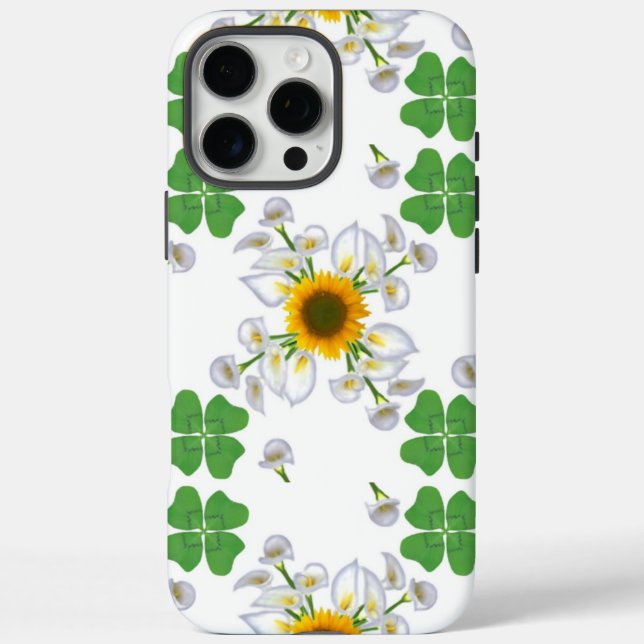 Funda iPhone 16 Pro Max Luck Clover con Sunflower y Calla Lily (Reverso)