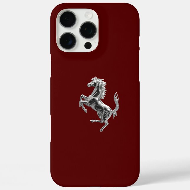 Funda iPhone 16 Pro Max Lujo Prancing Horse Emblem en Maroon (Reverso )