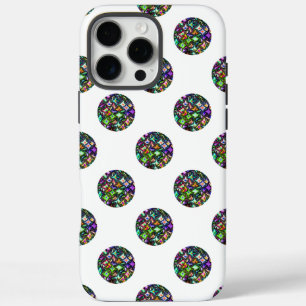 Funda iPhone 16 Pro Max Lunares de Caleidoscopio Brillante sobre Blanco