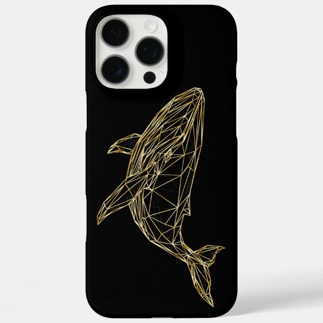 Funda iPhone 16 Pro Max Luxury Gold Geometric Whale (Reverso )