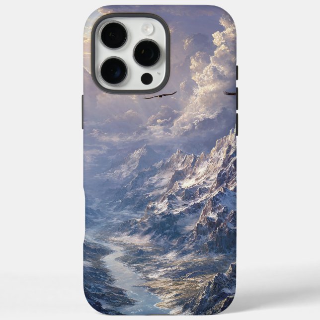 Funda iPhone 16 Pro Max Luz dorada sobre el río alpino002 (Reverso)