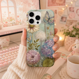 Funda iPhone 16 Pro Max Magia de Jardín de Hadas con Hortensias y Dientes 